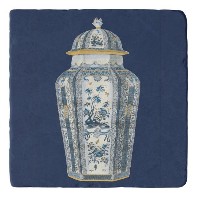 Decorative Asian Urn in Blue & White Trivet (Front)
