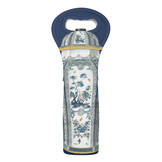 Decorative Asian Urn in Blue & White Wine Bag (Back)