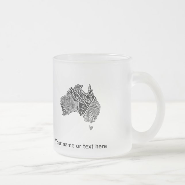 Decorative Australian Map Frosted Glass Coffee Mug (Right)