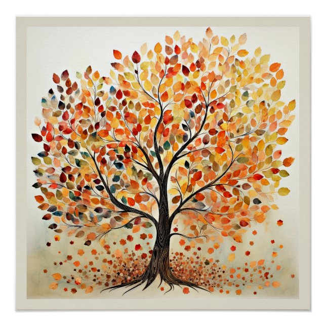 Decorative Autumn Leaves Poster (Front)