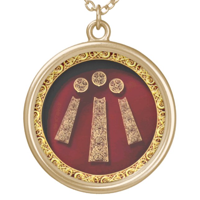 Decorative Awen Sigil Gold Plated Necklace (Front)