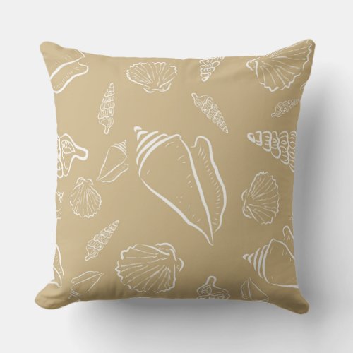 Decorative Beach Themed Seashells Throw Pillow