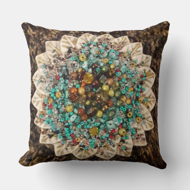 Decorative bead throw pillow (Front)