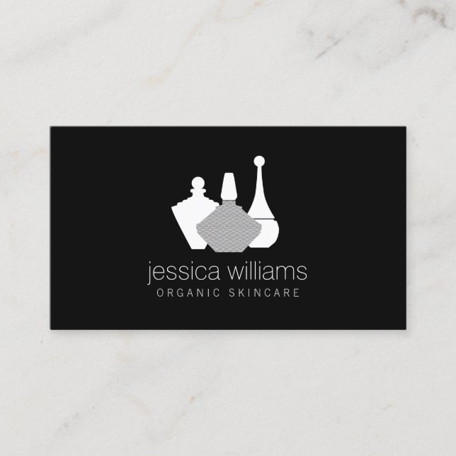Decorative Beauty Containers Cosmetologist Black Business Card (Front)