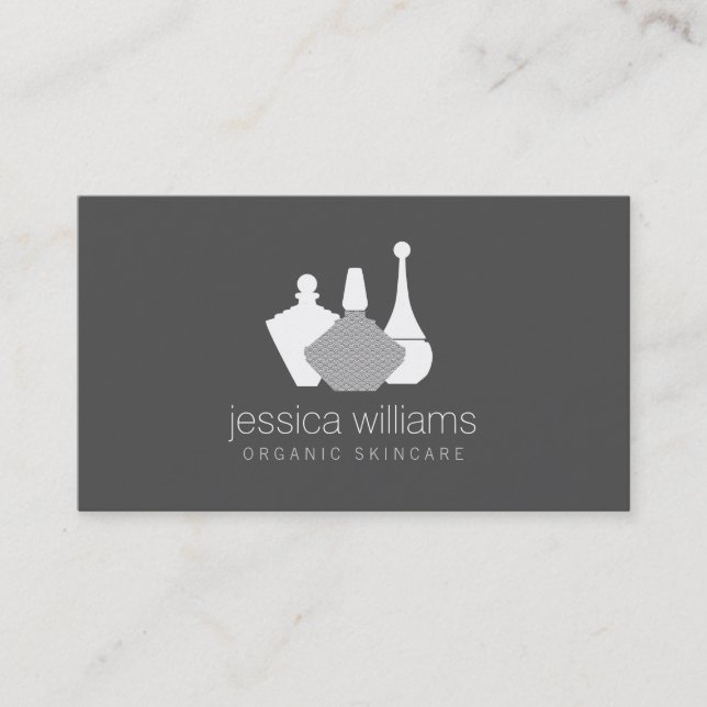 Decorative Beauty Containers Cosmetologist Gray Business Card (Front)