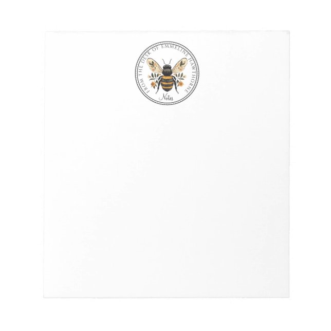 Decorative Bee Floral Notepad (Front)