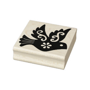 Decorative Bird Rubber Stamp
