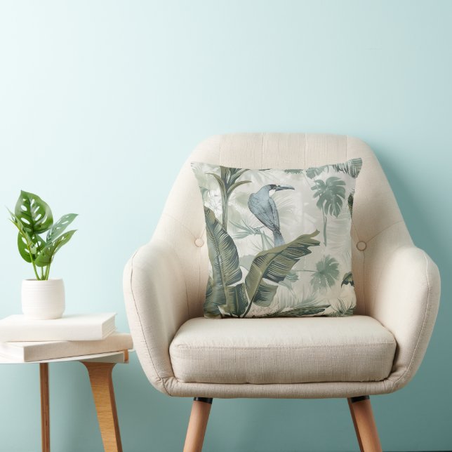 Decorative Bird Tropical Throw Pillow (Chair)
