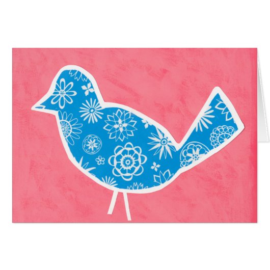 Decorative Bird with Patterns on Pink Background Cards (Front Horizontal)