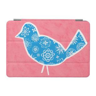 Decorative Bird with Patterns on Pink Background iPad Mini Cover