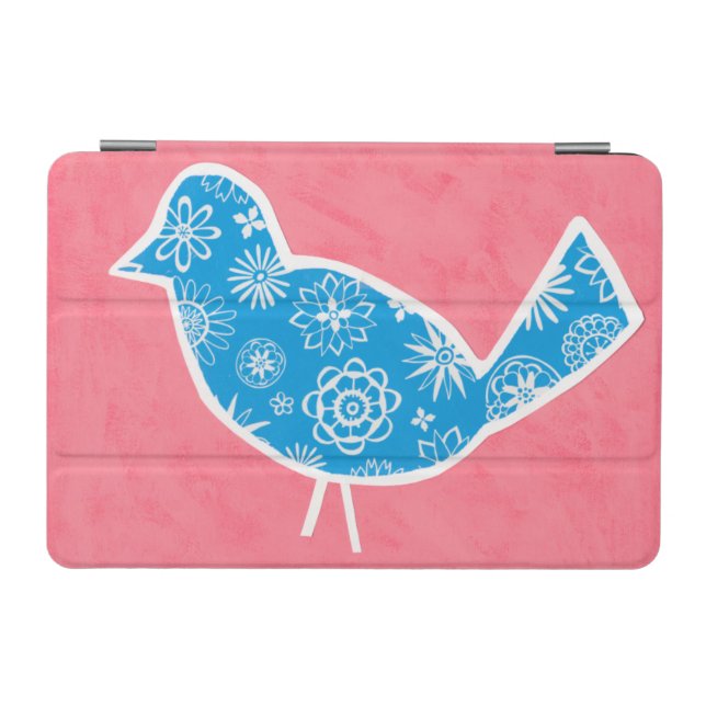 Decorative Bird with Patterns on Pink Background iPad Mini Cover (Horizontal)