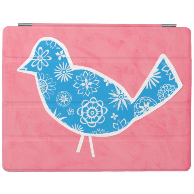 Decorative Bird with Patterns on Pink Background iPad Smart Cover (Horizontal)