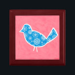 Decorative Bird with Patterns on Pink Background Jewelry Box<br><div class="desc">Megan Meagher created this lovely painting of a decorative bird with floral patterns,  resting on a pink background. Have an empty wall in your nursery? This would make a great choice to fill it up!</div>