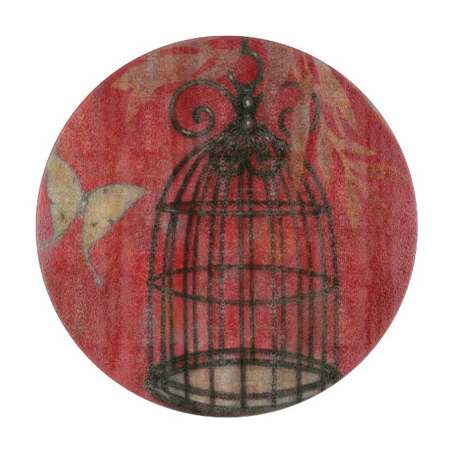 Decorative Birdcage with Butterflies Cutting Board (Front)