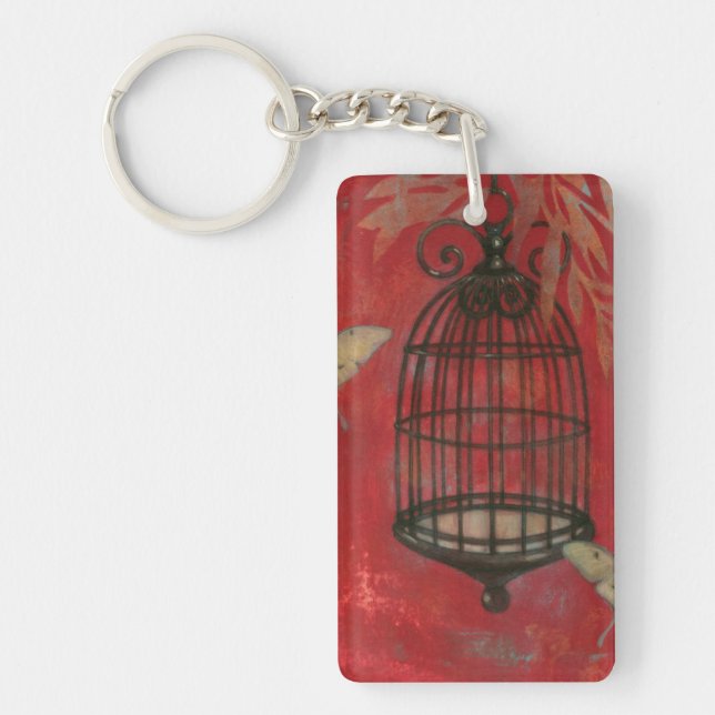 Decorative Birdcage with Butterflies Keychain (Front)