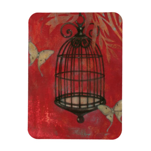Decorative Birdcage with Butterflies Magnet (Vertical)