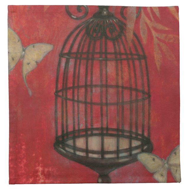 Decorative Birdcage with Butterflies Napkin (Front)