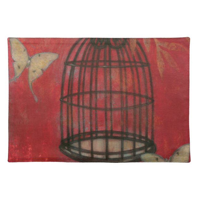 Decorative Birdcage with Butterflies Placemat (Front)