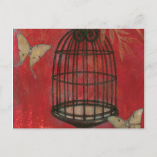 Decorative Birdcage with Butterflies Postcard