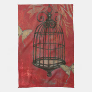 Decorative Birdcage with Butterflies Towel