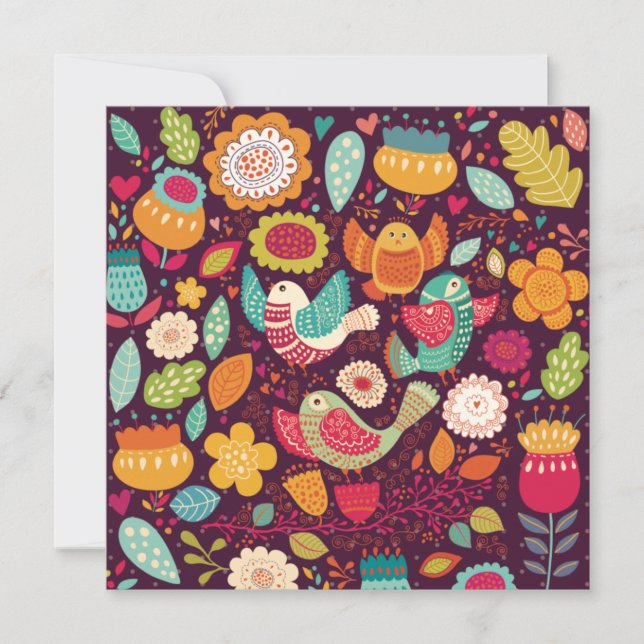 Decorative Birds Holiday Card (Front)