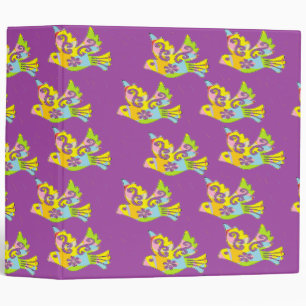 decorative birds on purple 3 ring binder