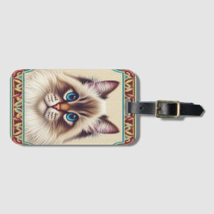 Decorative Birman Cat Colorful Framed Border Luggage Tag
