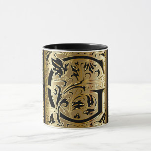 Decorative Black and Gold Letter G Coffee Mug