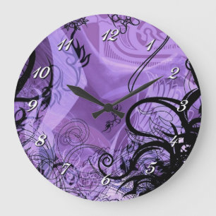 Decorative Black and Purple Pattern Wall Clock
