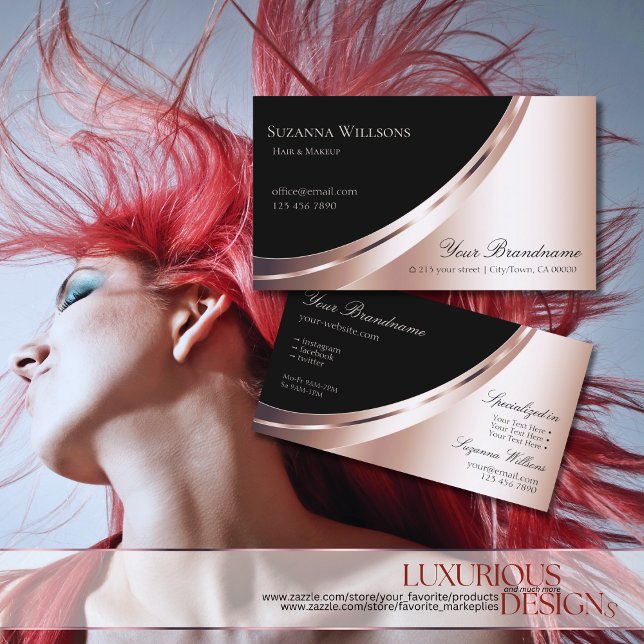 Decorative Black and Rose Gold Decor Luxurious Business Card (Creator Uploaded)