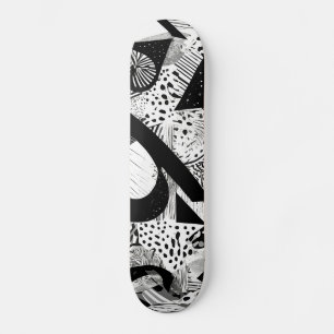 Decorative Black and White Abstract Pattern Skateboard
