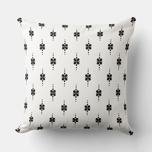 Decorative Black and White Design Throw Pillow (Front)
