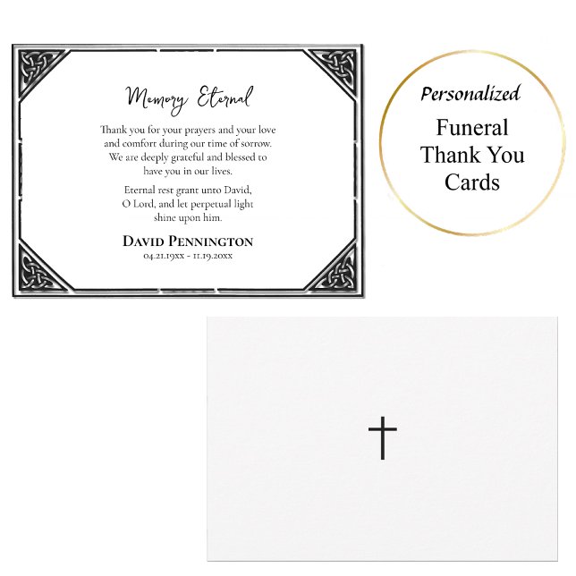 Decorative Black and White Orthodox Funeral Thank You Card (Creator Uploaded)
