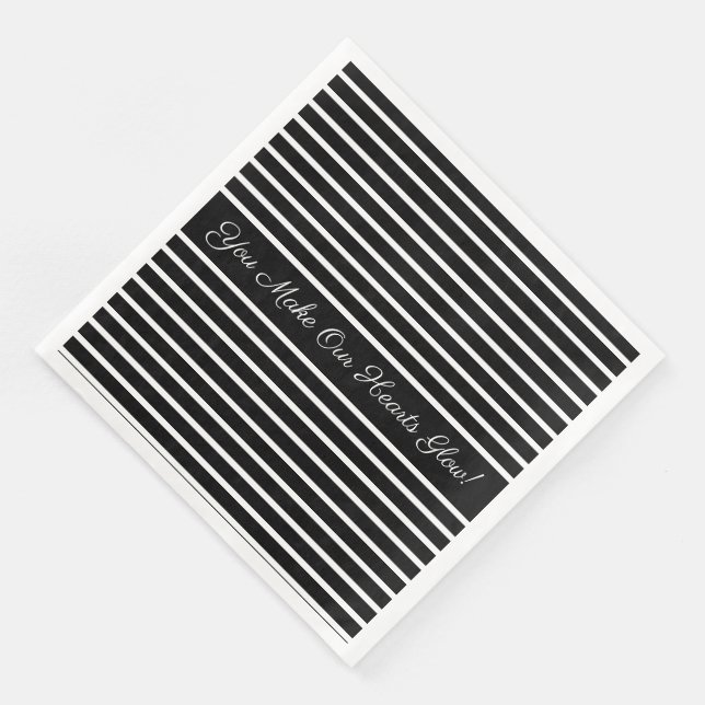 Decorative Black and White Paper Dinner Napkins (Corner)