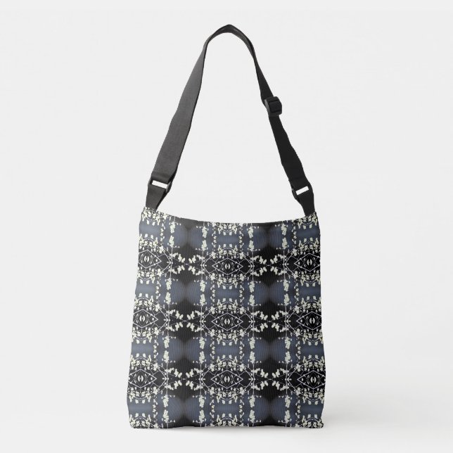 Decorative black and white pattern crossbody bag (Front)