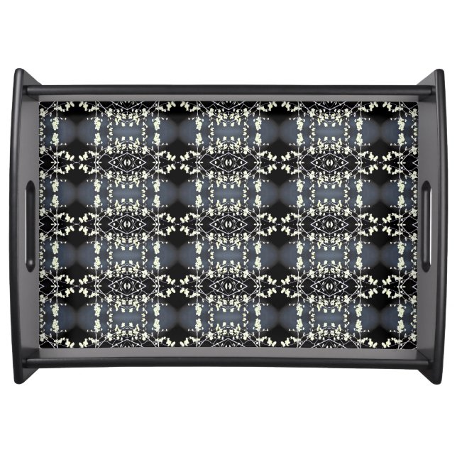Decorative black and white pattern serving tray (Front)