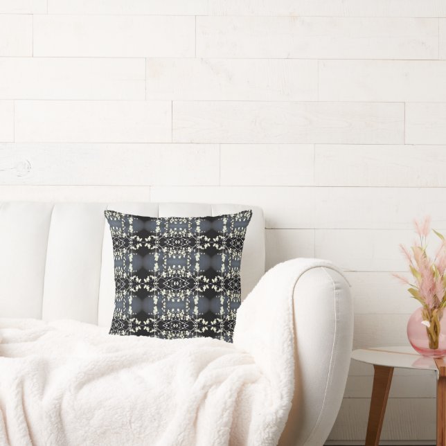 Decorative Black and White Pattern Throw Pillow (Couch)