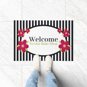 Decorative Black And White Stripe Doormat
