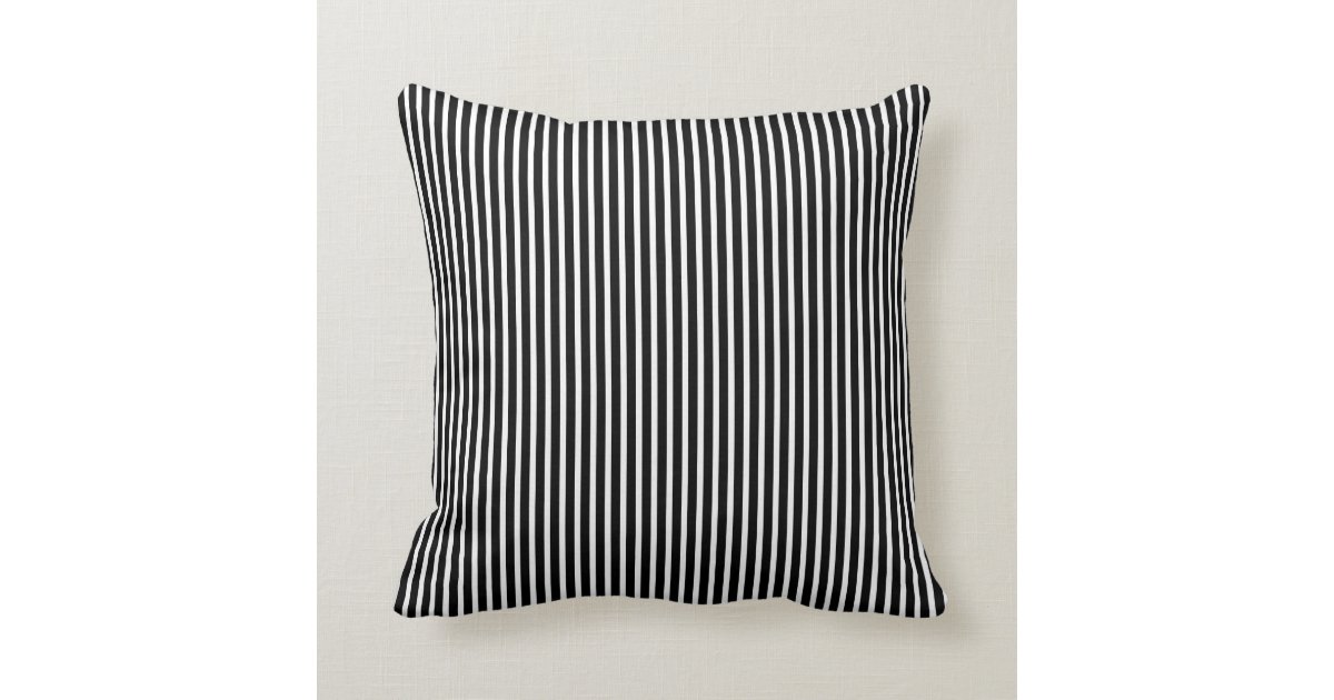 Decorative Black And White Thin Striped Throw Pillow Zazzle Com