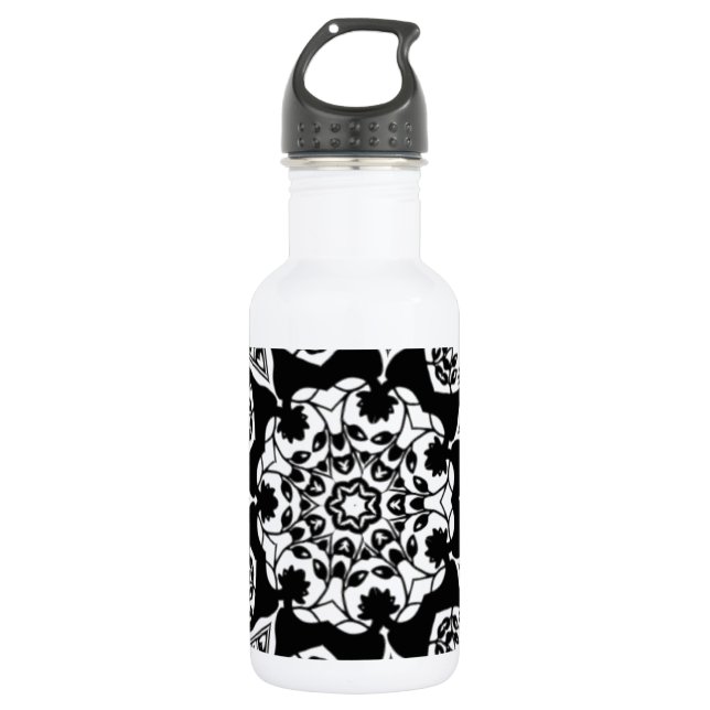 Decorative Black And White Water Bottle (Front)