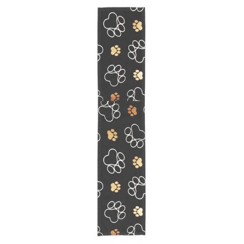 Decorative Black Animal paw print Short Table Runner