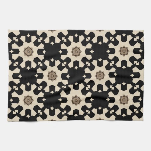 Decorative Black  Beige Geometric Pattern Kitchen Towel