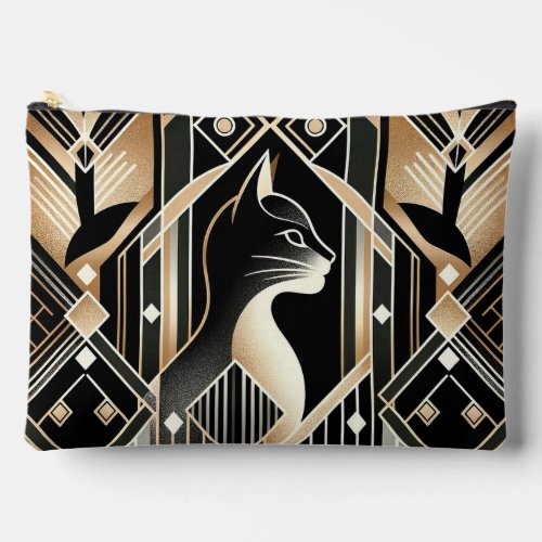 Decorative Black Cat Abstract Accessory Pouch