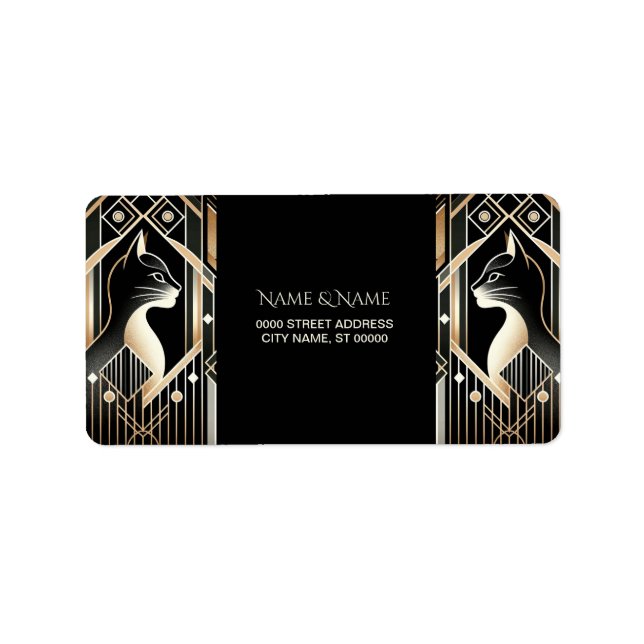 Decorative Black Cat Abstract Address Label (Front)