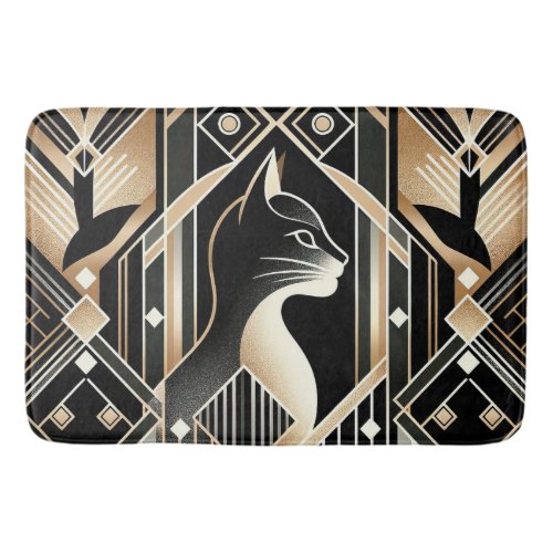 Decorative Black Cat Abstract Bath Mat