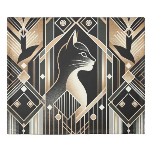 Decorative Black Cat Abstract Duvet Cover