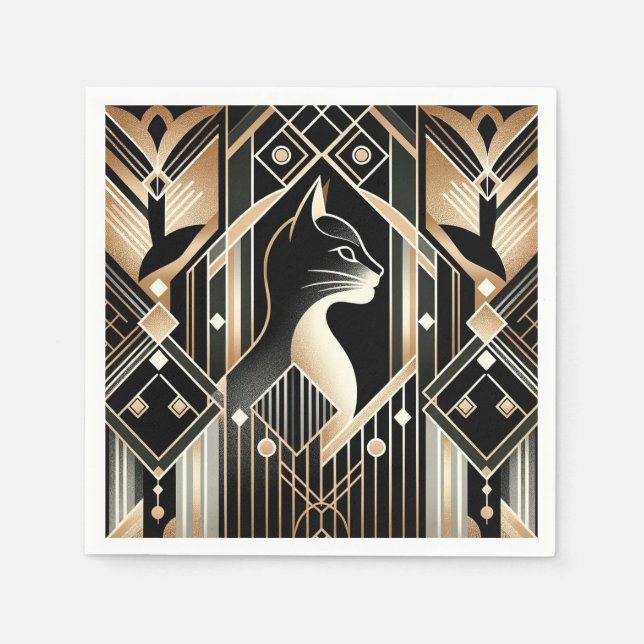 Decorative Black Cat Abstract Napkins (Front)