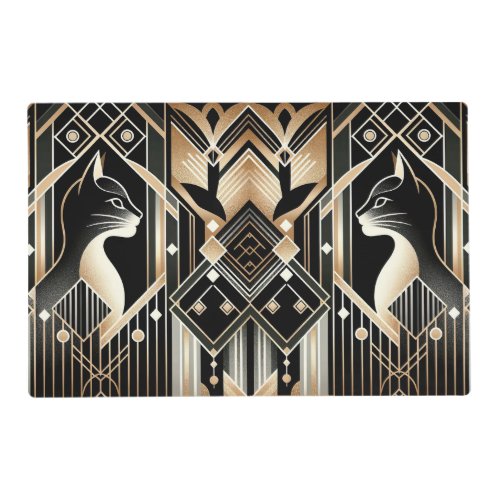 Decorative Black Cat Abstract Paper Placemat
