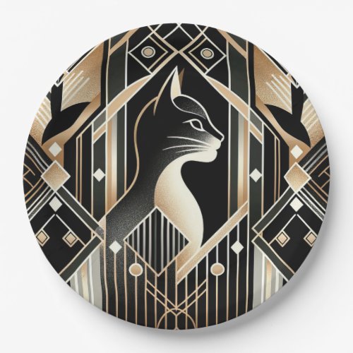 Decorative Black Cat Abstract Paper Plate