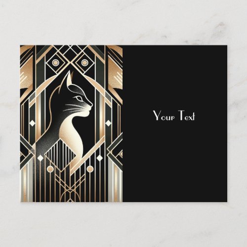 Decorative Black Cat Abstract Postcard